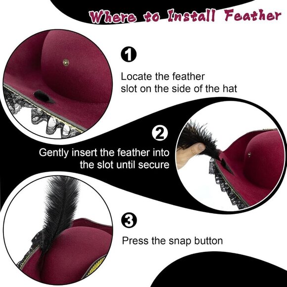 Pirate Costume Hat Women Polyester Tricorn Halloween Renaissance Accessory main image 5